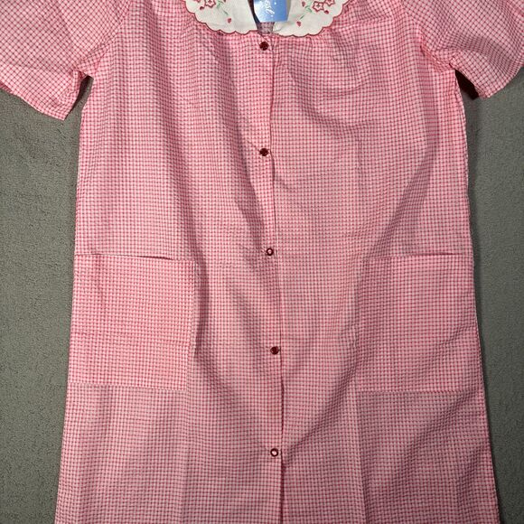 NWT Dreamcrest Night Gown Women’s Size L‎ Coral Gingham Plaid Pearl Snap Muumuu - Picture 4 of 12